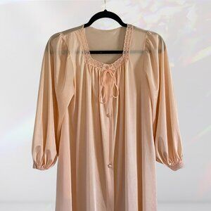 Vintage Peach Sheer Robe with Bow Tie